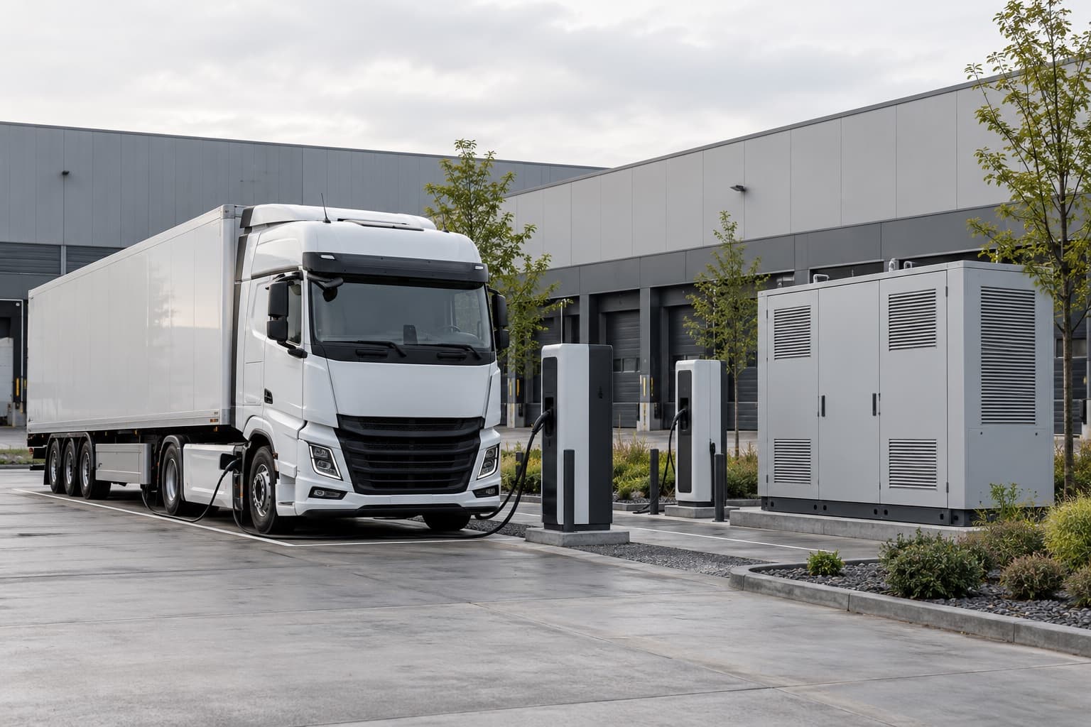 Ladeinfrastruktur mit Batteriespeicher am Gewerbestandort