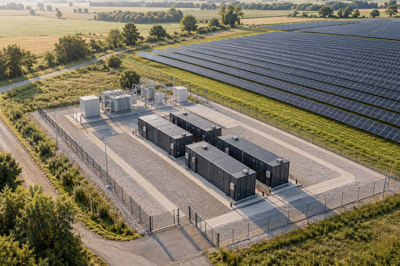 Batteriespeicher am Solarpark